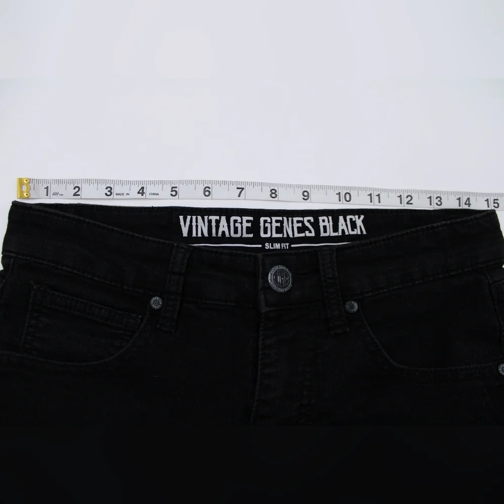 Vintage Genes Black Slim Fit Denim Shorts W28